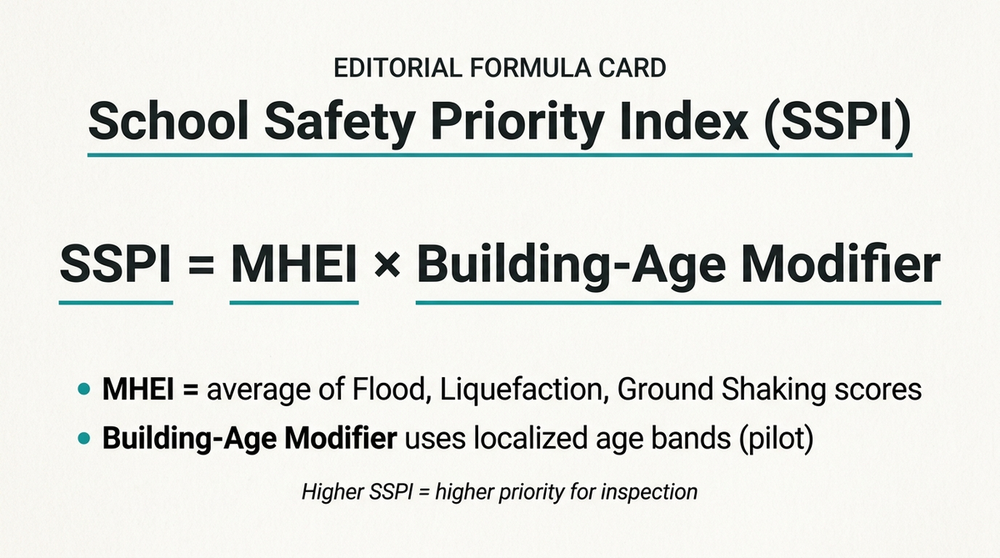 SSPI formula: SSPI equals MHEI multiplied by the Building-Age Modifier